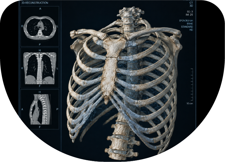 Tomografía de costillas con reconstrucción 3D